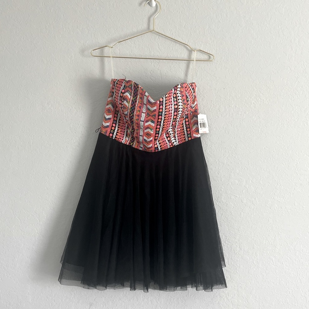 {Teeze Me} Neon Sequin Tulle Formal Dress